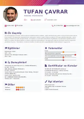 Makine Mühendisi Cv Örnekleri cv indir